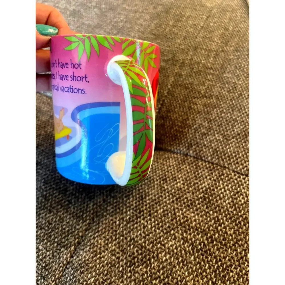 New Cape Shore set of 2 funny tropical coffee mugs colorful novelty cups